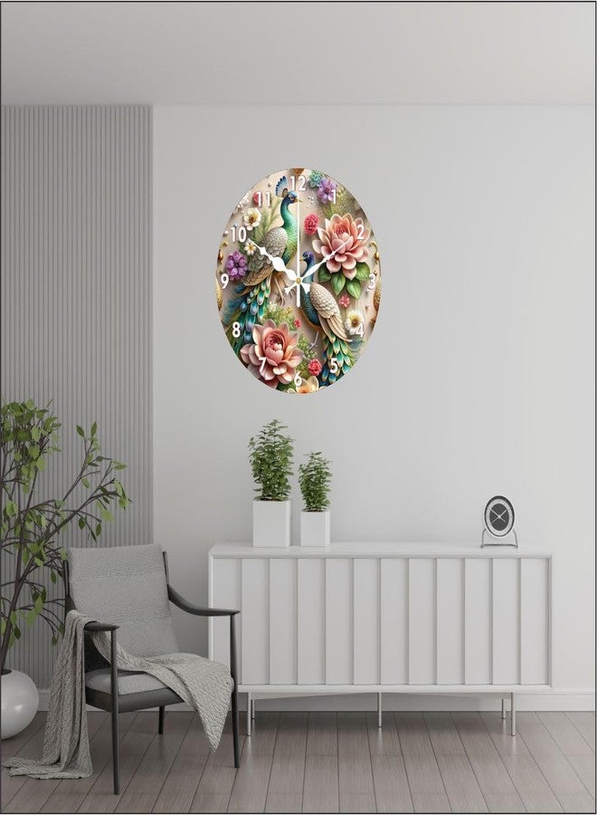 Ingo creation Peacock Design Acrylic Printed Wall Clock for Home Living Room Hall Office Stylish (Multicolor || 12x12 Inch) Analog - Image 5